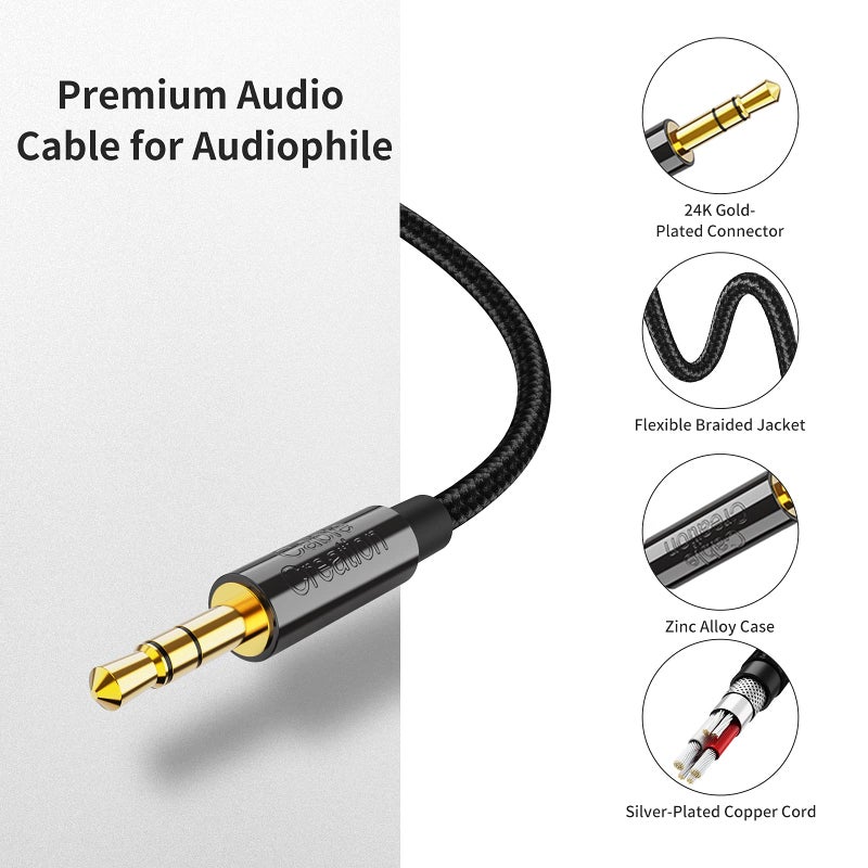 CableCreation 3.5mm Aux Cable, 3.5mm Male to Male Stereo Audio Cable Compatible with iPhones, Fire HD Tablets, Beats Headphones, Home/Car Stereos & More, [0.45M 1.5Feet] - Image 5